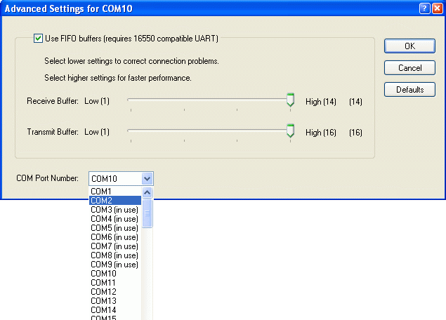 rekonfiguracja portu COM konwertera