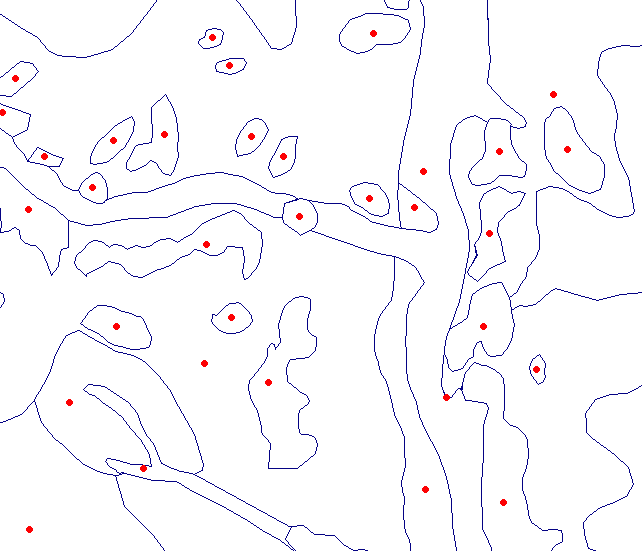 Fig. 6. Mapa obiektów poligonowych ze swoimi centroidami