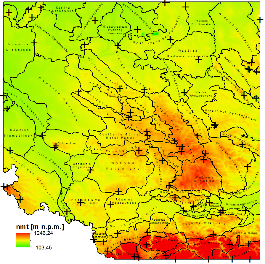 Mapa kulminacji wys. n.p.m.