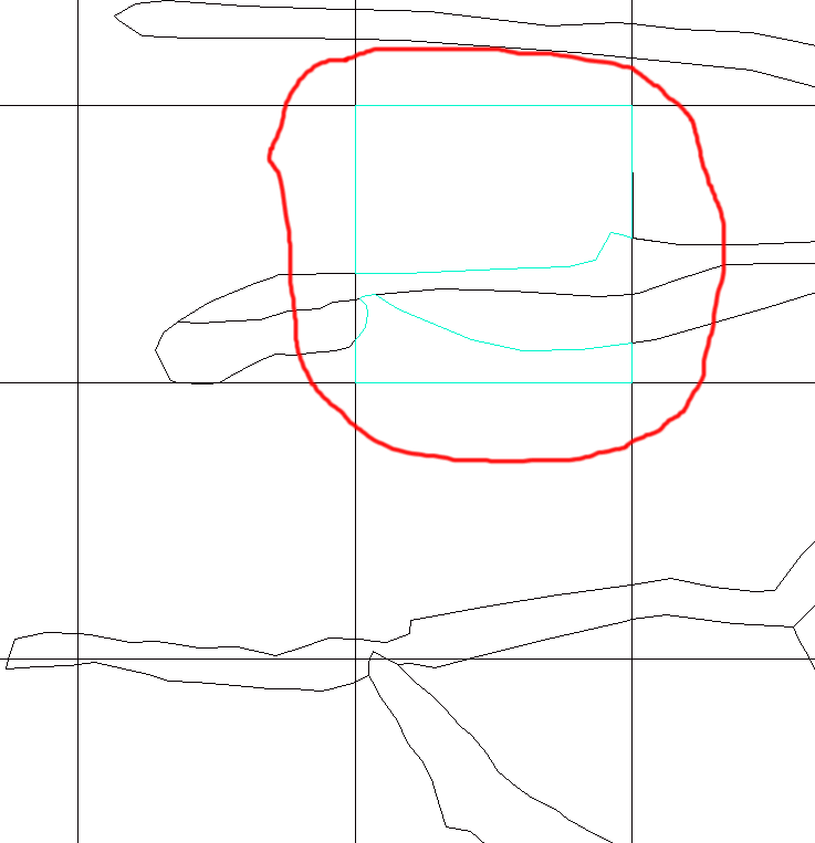 Fig. 7. Połączone poligony wewnątrz oczek siatki