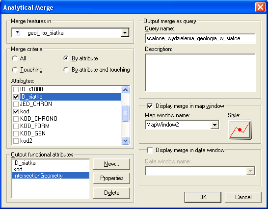 Fig. 6. Okno dialogowe Analytical Merge