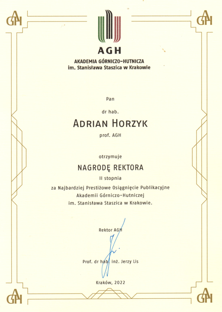 Najbardziej Prestiżowe Osiągnięcie Naukowe AGH 2022 Adrian Horzyk