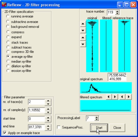 Procedura 'average xy-filter'