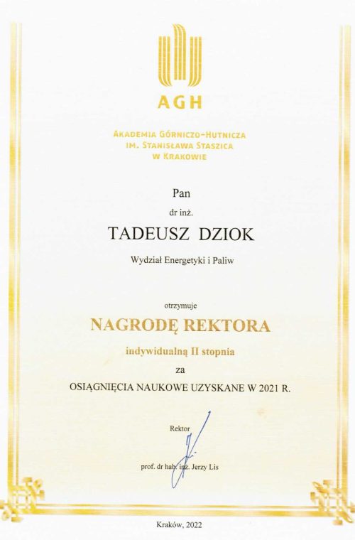 Dziok - nagroda Rektora 2022