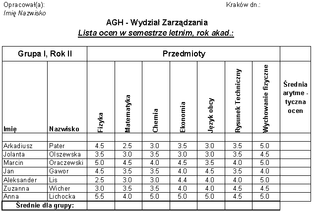 excel - zad.1